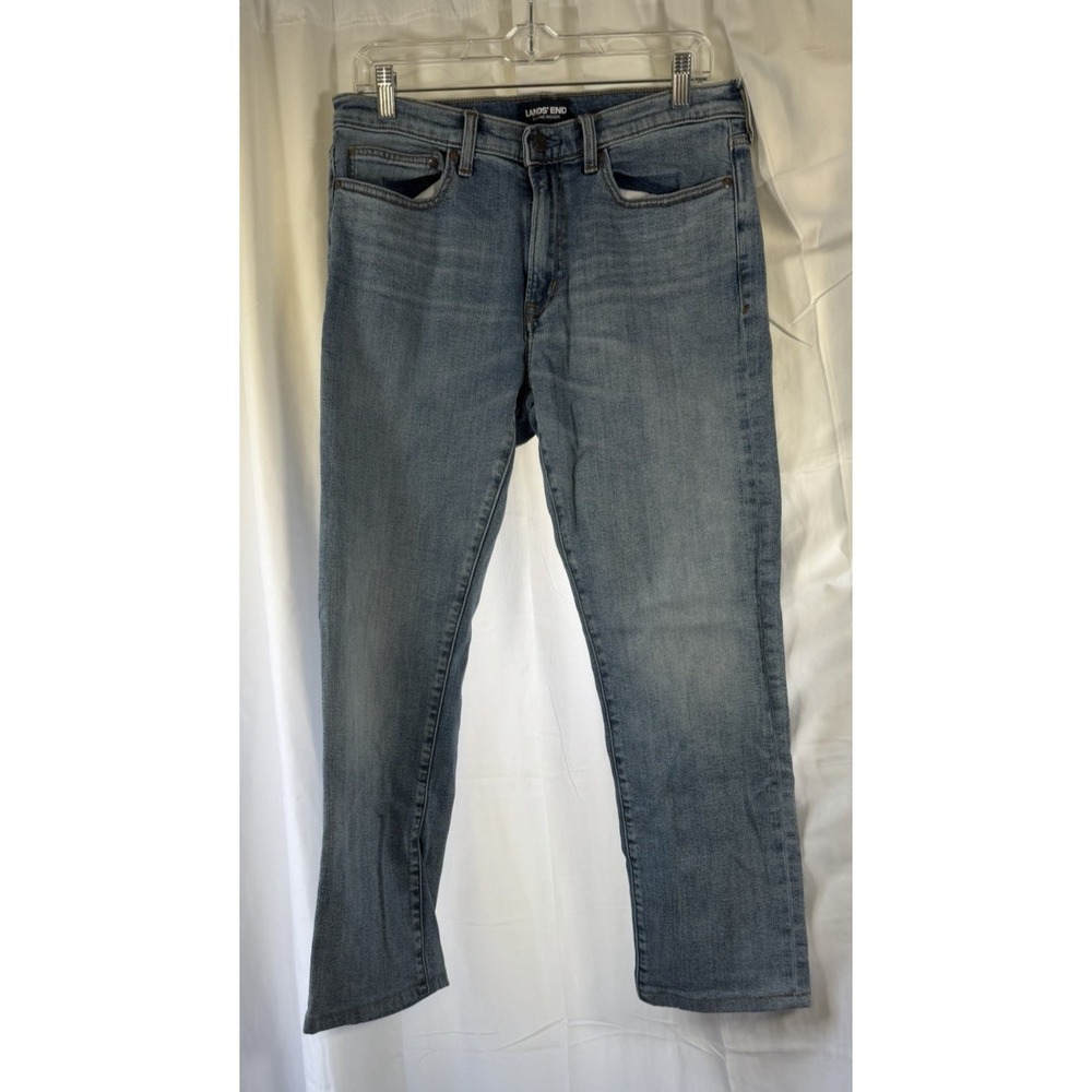 Lands' End Square Rigger Jeans Mens 32 Blue Cotton Denim Straight Leg Faded